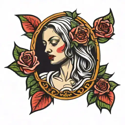 Crying Virgin Tattoo With A Rose
