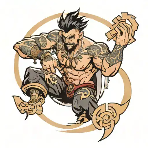 Draven From League Of Legends Spinning A Black Swastika