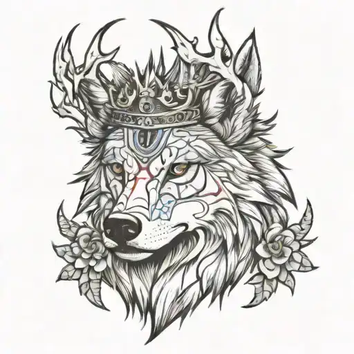 Wolf Wearing Crown Of Thorns