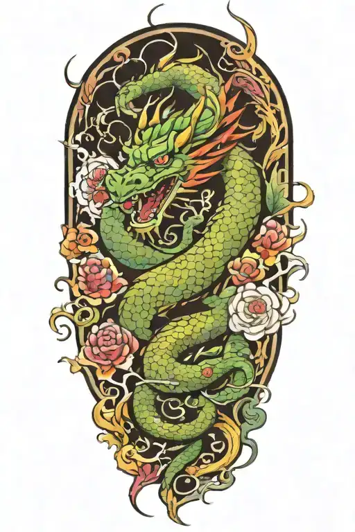 Create A Colorful Dragon Tattoo Inspired By Japanese Art With Subtle Freemasonry Elements