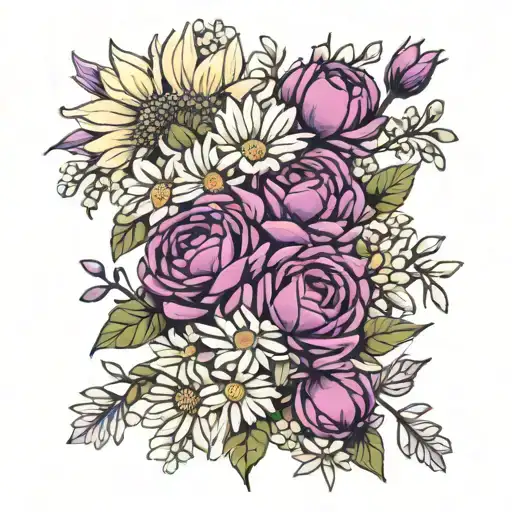 Rose Violet Aster Chrysanthemum Bouquet