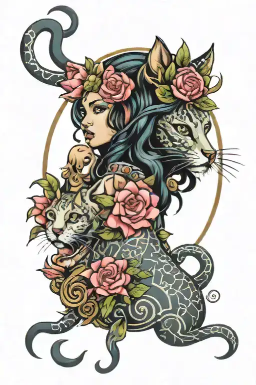 Medusa And Bastet Goddess