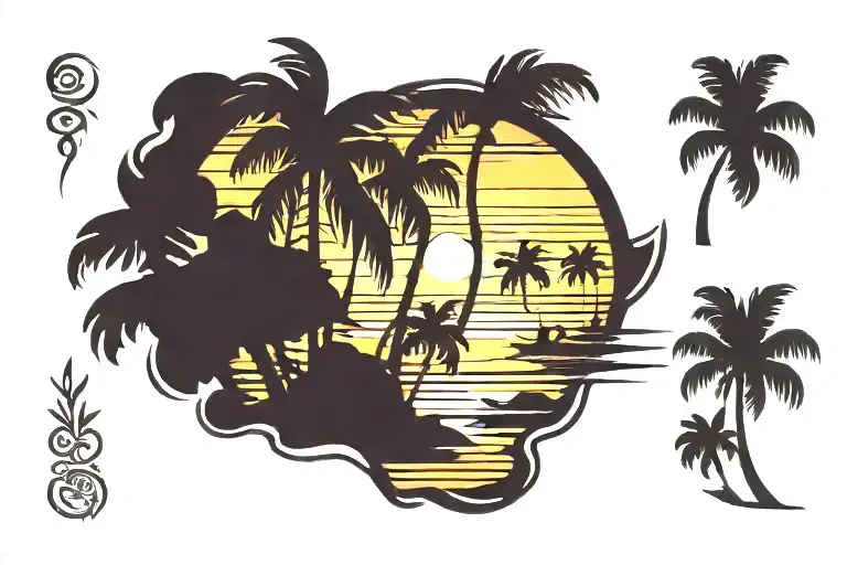 Beach And Palm Tree Silhouette