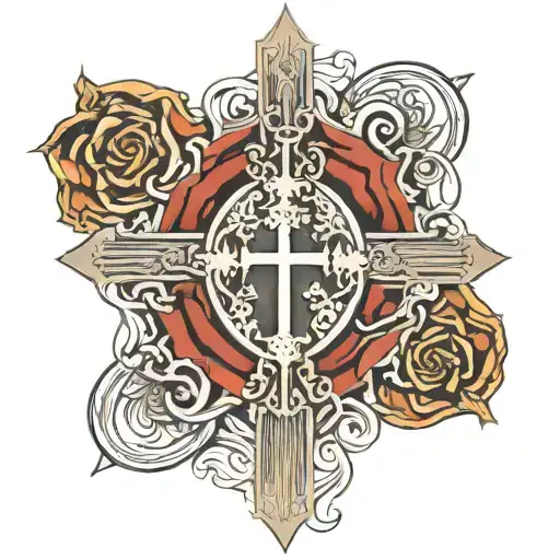 Catholic Tattoo With Unique Background Black