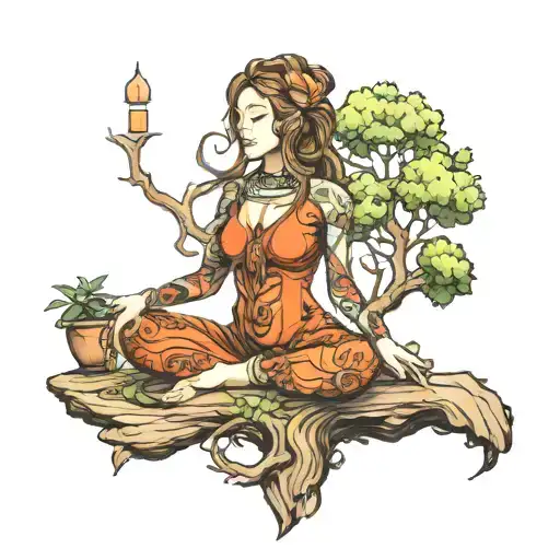 Meditating Tree Female Figure