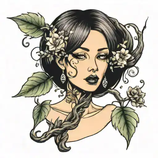 Feminine Shaped Tree Where Her Hair Is The Leaves Falling