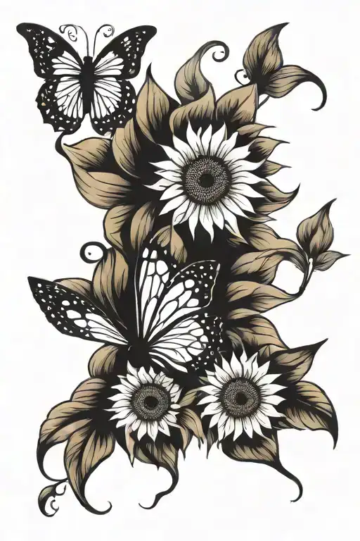 Half Sunflower Half Butterfly Wings