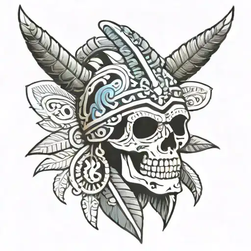 Taino Warrior Skull Wearing Realism Style