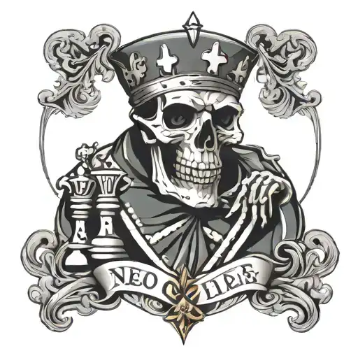Skull With Shape Of A Chess King Figure