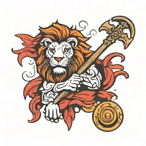 Wooden Club And Lion