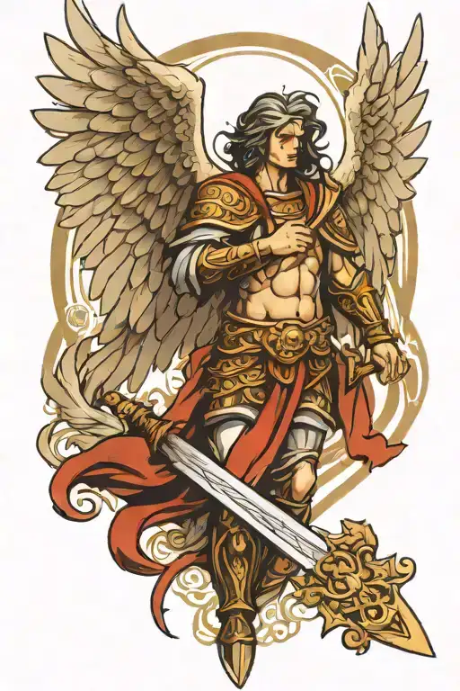 Arch Angel Holding A Sword
