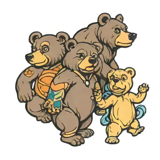 Three Cartoon Bears