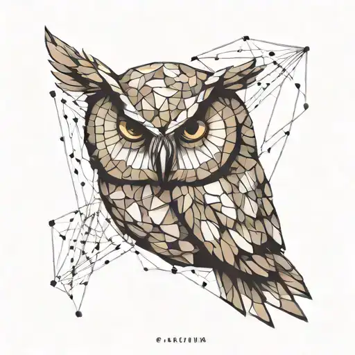 Minimalist Polygonal Disintegrating Owl