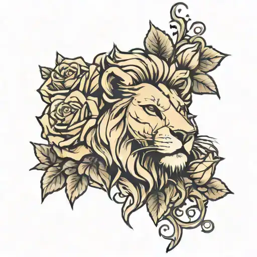 Lion Cross Roses