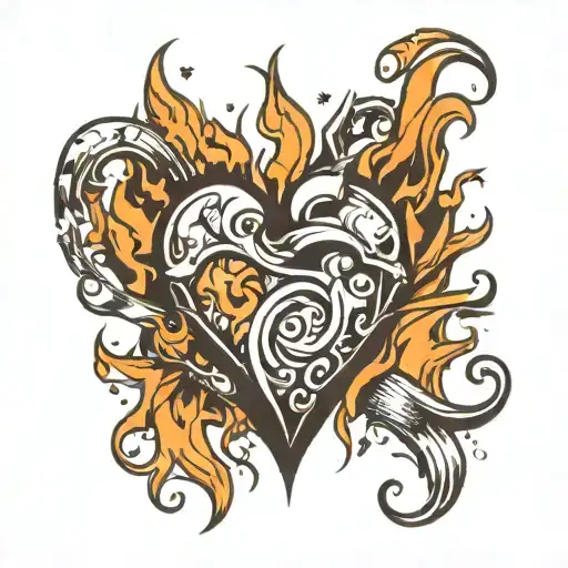Broken Heart In Fire With Letter S