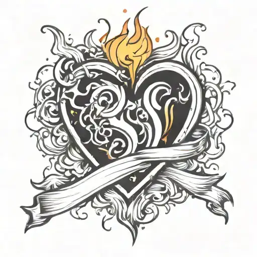 Broken Heart In Fire With Letter S