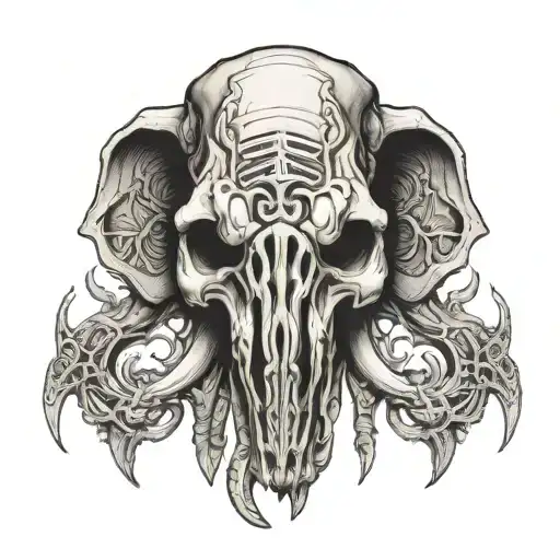 Elephant Head Skull Inspired By H R Giger