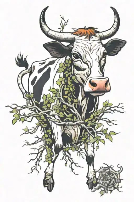 Mad Cow And Tree Intertwined