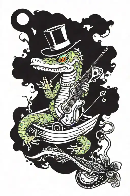 Music And Cards And Lizards And Scissors And Fishing Boat