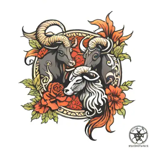 Half Taurus Half Aries Zodiac Sign Intertwined