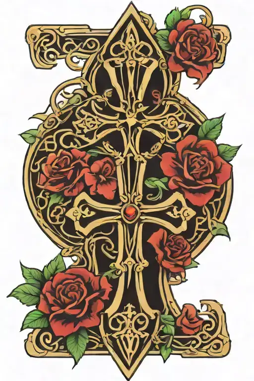 Ankh Symbol With Flowers