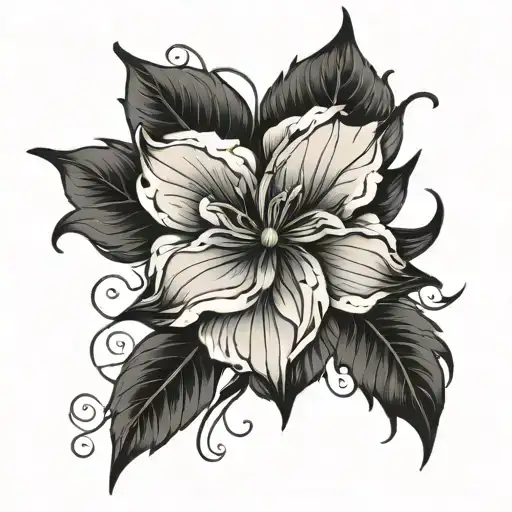 Flower Large Black Leaves