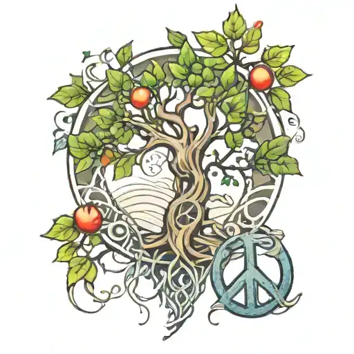 Tree And Peace Sign Intertwined