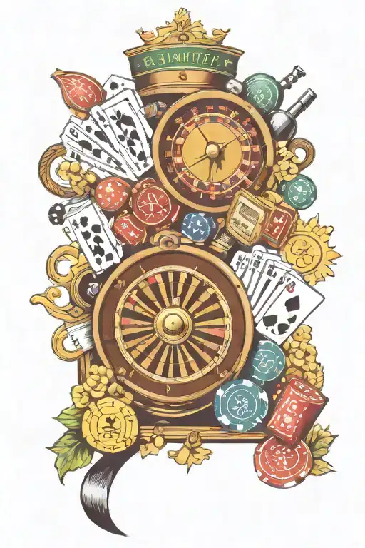 Gambling Themed Tattoo Featuring Roulette
