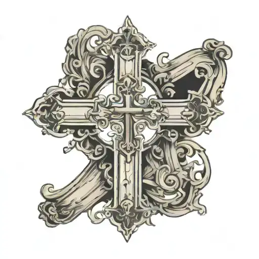 Catholic Cross In The Midle Of Empty Sofa