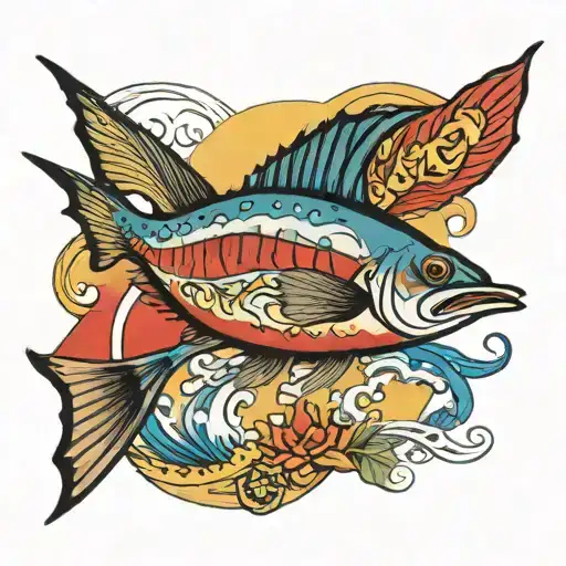 Flying Fish Jumping Barbados Flag Combined