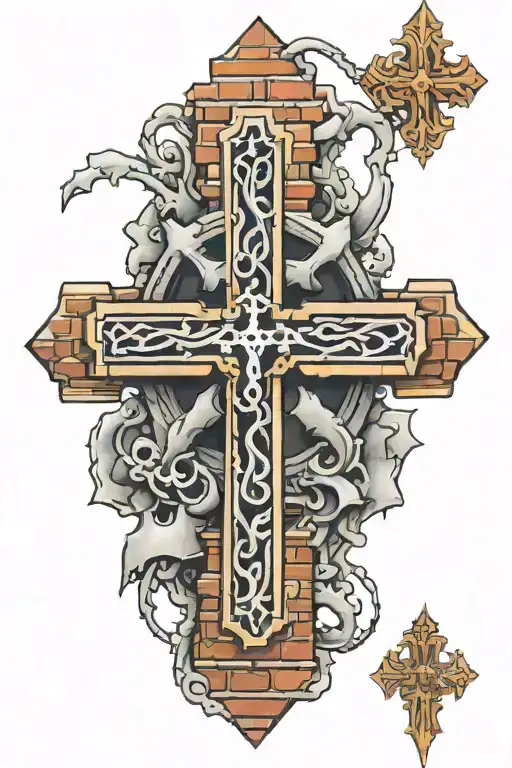 Brick Wall With Rip Byron 3D Cross