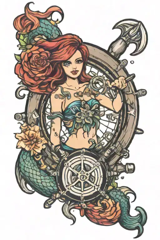 Steering Wheel And Mermaid