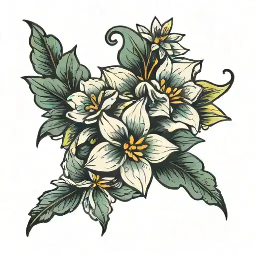 Small Hip Tattoo With Flowers And Stars