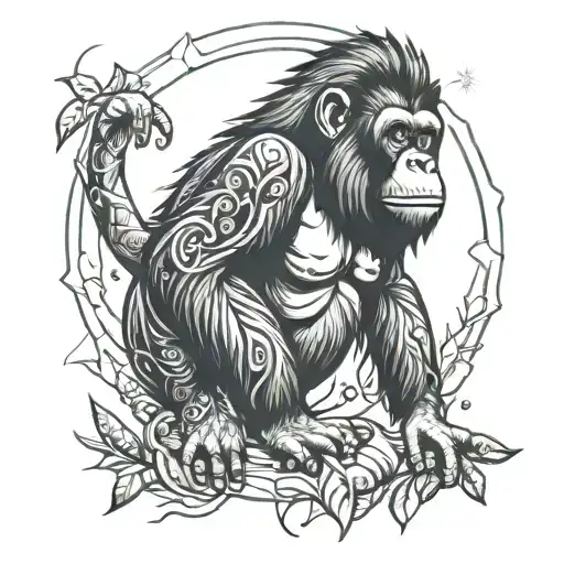 Orangutan Made From Mountain And Forest Doorways To Space For Eyes