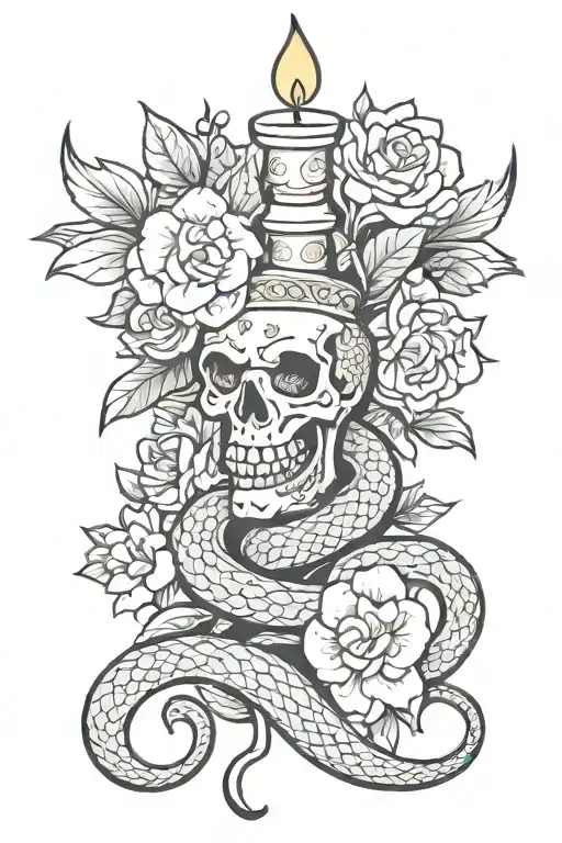 Angel Candle Snake In Flowers