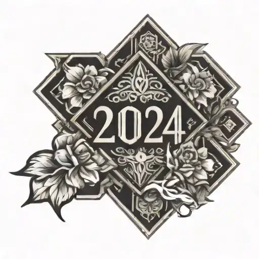 2024 With Zero As Deca Diamond Shaped Line Outlining