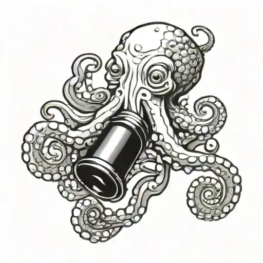 An Octopus Holding A Dumbbell In Its Hand