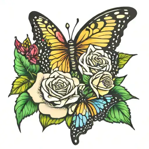 Mom Memorial With Butterflies And Roses