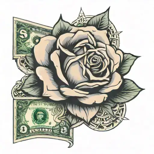 Rose In The Shape Of A Dollar With Illuminati
