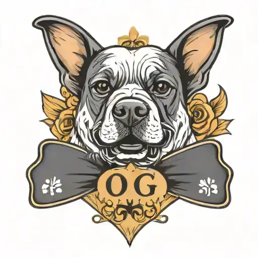 Dog Paw Print Over A Bowtie With Initials Ogg Outlined In The Bowtie