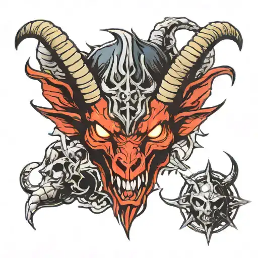 Demonic Star With Goat Horns Bahamut Head