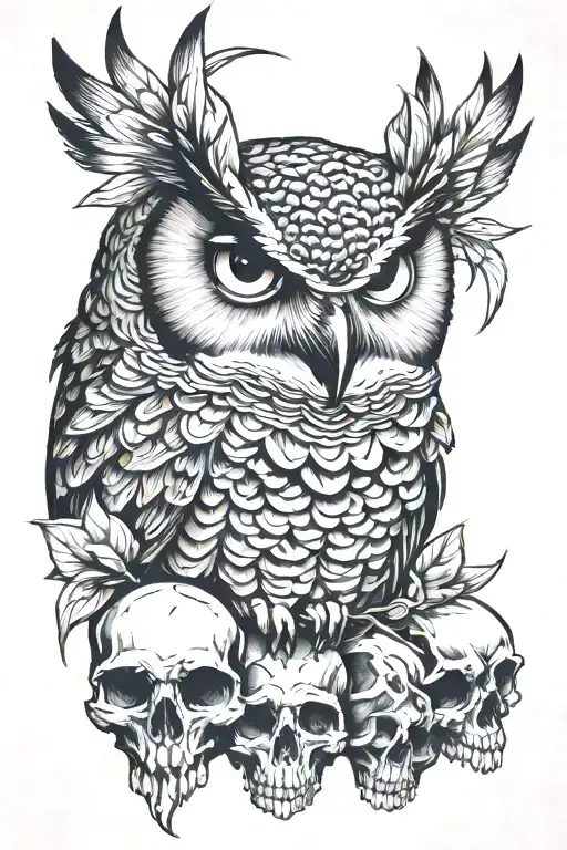 Great Horned Owl On Skull