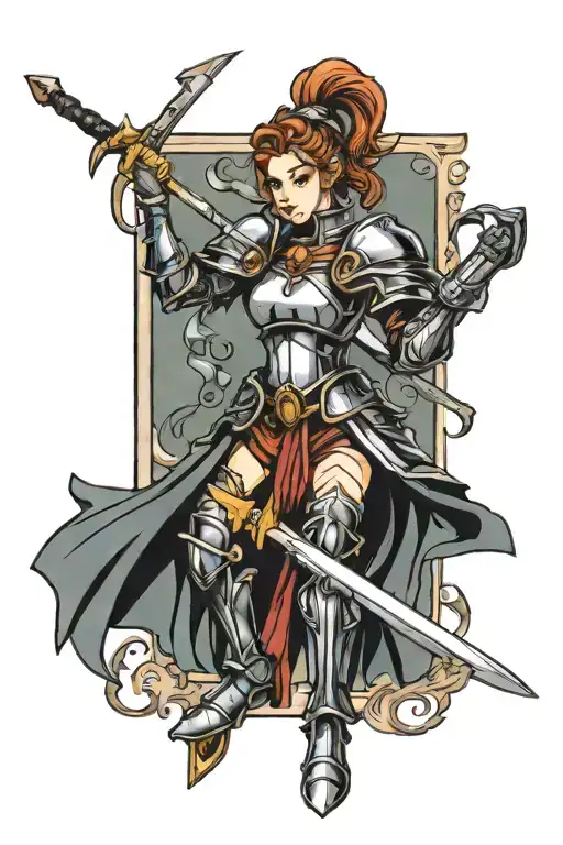 Woman Knight Holding Sword