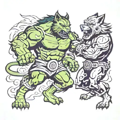 Wolf Knight Hulk Fighting