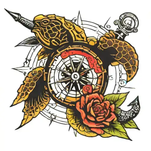 Anchor And Compass Turtle Surrounded