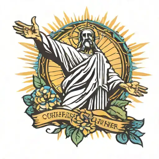 Christ The Redeemer Statue With Argentina Sun Symbol