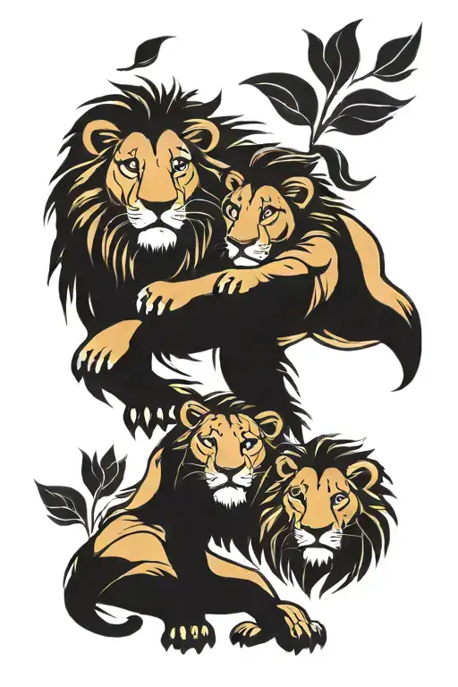 Dad Lion Mom Lion Son Lion Son Lion