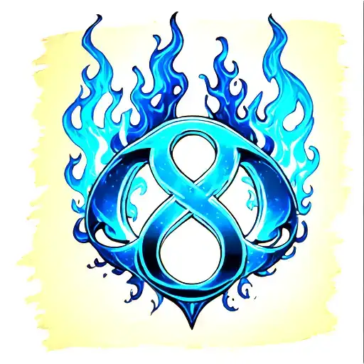Omega Symbol In Blue Flames Left Arm