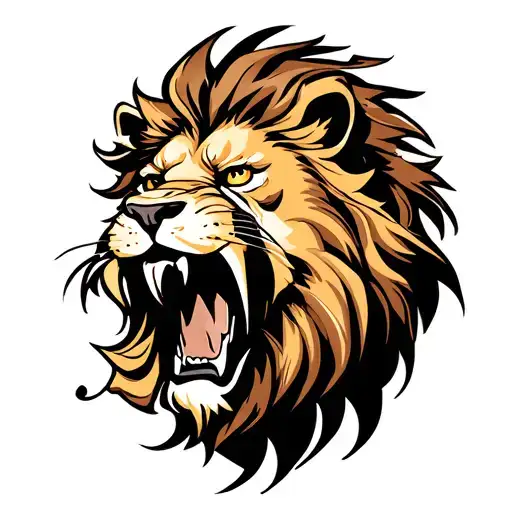 Neo Traditional Lion Growling