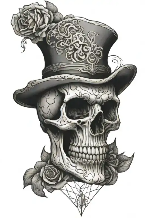 Line Work Skull On 3D